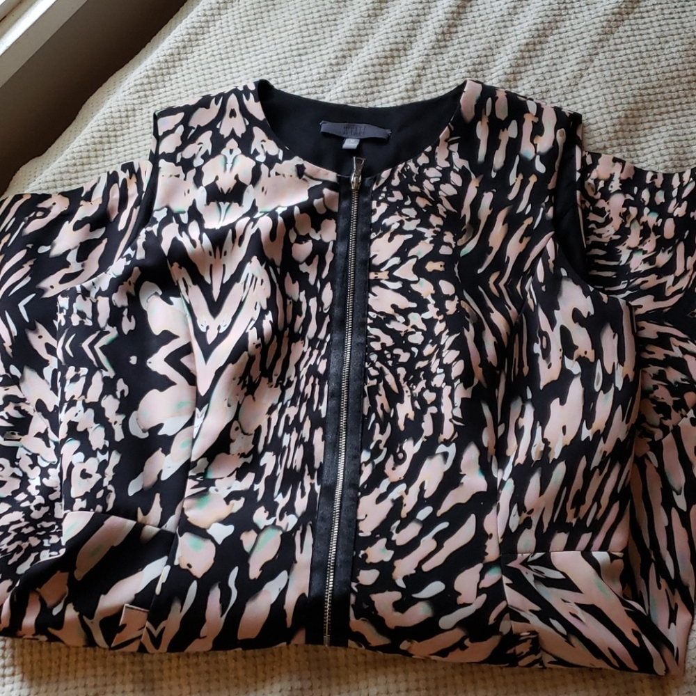 Wyatt Black & Peach Abstract Zipper Front Dress